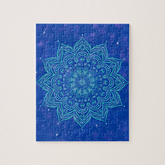 Puzzle Mandala en Sky Nebula y Stars Galaxy Azul (Vertical)