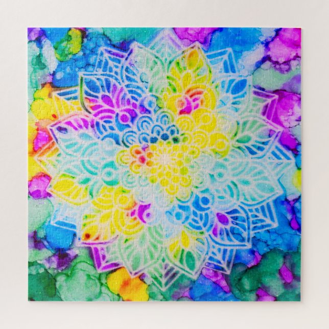 Puzzle Mandala en tinta de alcohol (Vertical)