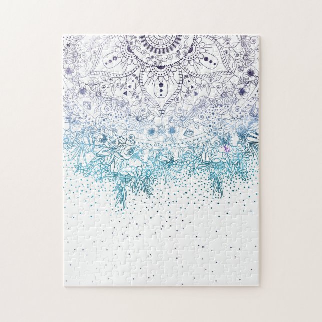 Puzzle Mandala floral elegante e imagen de confeti (Vertical)