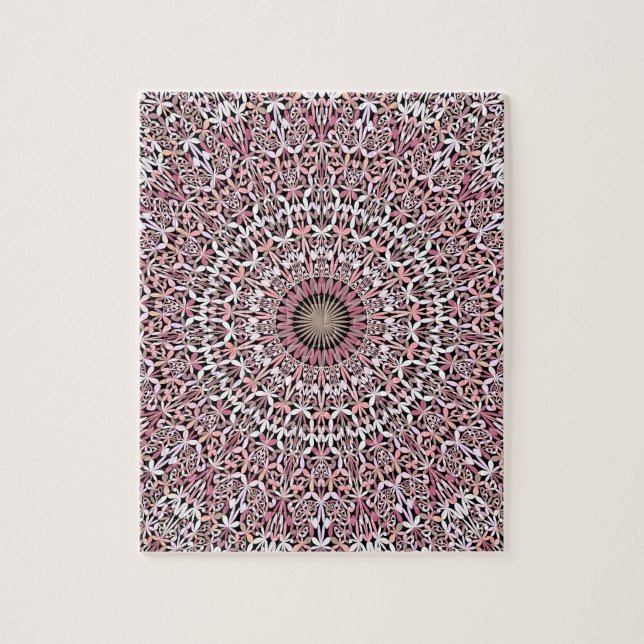 Puzzle Mandala floral mágica rosada del jardín (Vertical)