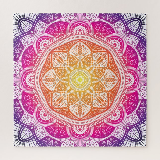 Puzzle Mandala floral ornamental: vendimia colorida. (Vertical)