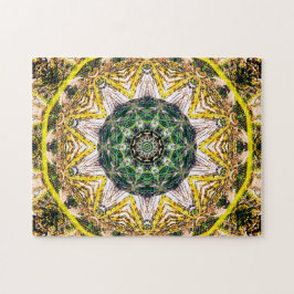 Puzzle Mandala kaleidoscópica verde natural