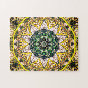 Puzzle Mandala kaleidoscópica verde natural