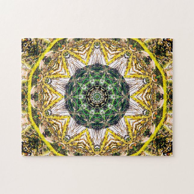 Puzzle Mandala kaleidoscópica verde natural (Horizontal)