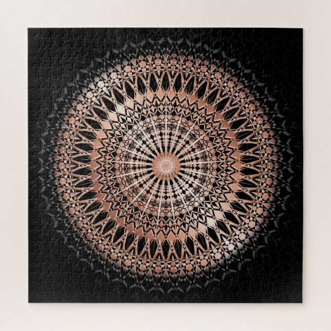 Puzzle Mandala negra de oro Rosa (Vertical)