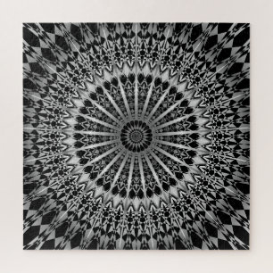 Puzzle Mandala negra plateada