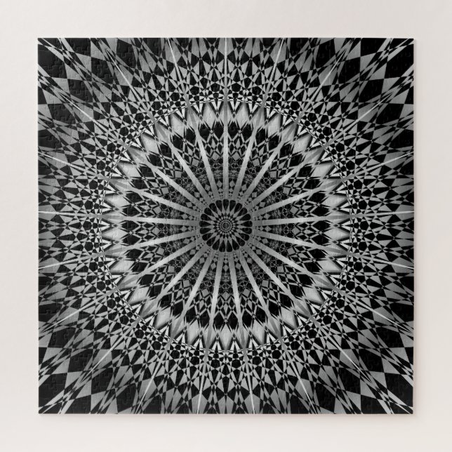 Puzzle Mandala negra plateada (Vertical)