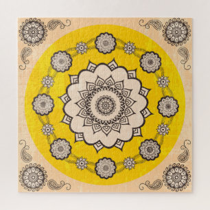 Puzzle Mandala Ornamental: Diseño de estilo étnico.