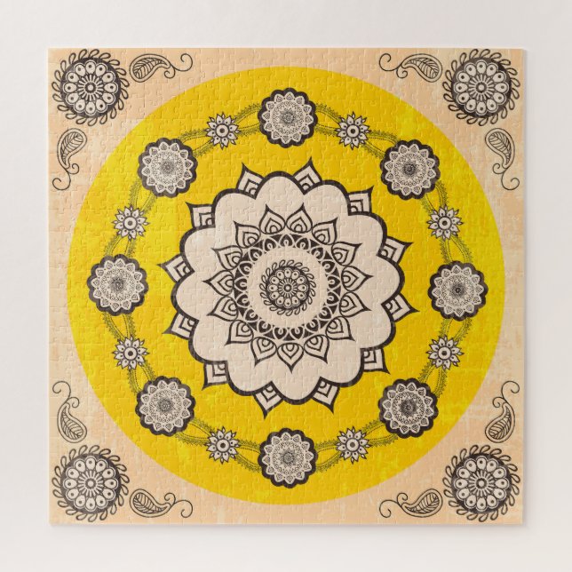 Puzzle Mandala Ornamental: Diseño de estilo étnico. (Vertical)