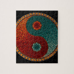 Puzzle Mandala pintada a mano de Yin Yang