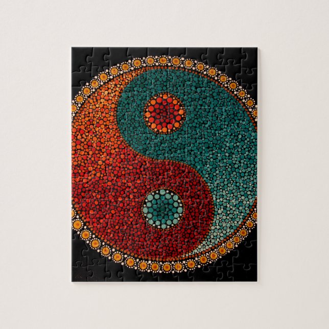 Puzzle Mandala pintada a mano de Yin Yang (Vertical)