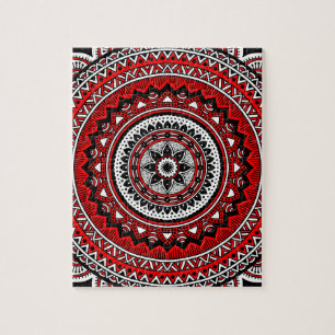 Puzzle Mandala roja y negra