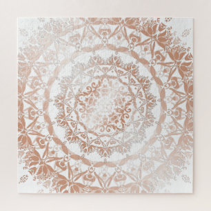 Puzzle Mandala Rosa Gold White Damask