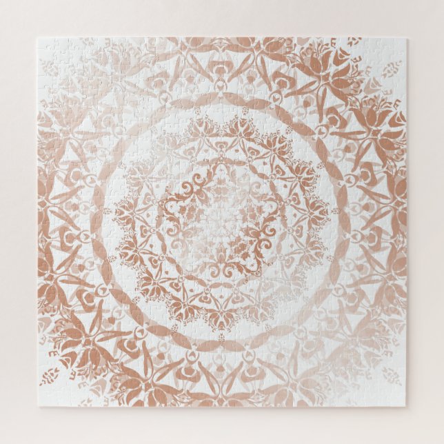 Puzzle Mandala Rosa Gold White Damask (Vertical)