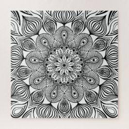 Puzzle Mandala Trippy en blanco y negro Hippie psicodélic
