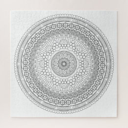 Puzzle Mandala v3 color negro y blanco redondo