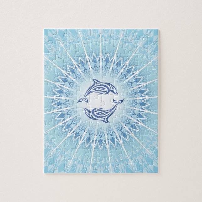 Puzzle Mandalas de delfines azules (Vertical)