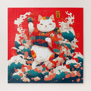 Puzzle Maneki-Neko, un gato suertudo japonés