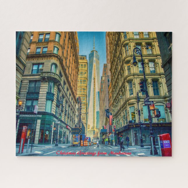 Puzzle Manhattan Skyline New York.Saludos navideños (Horizontal)