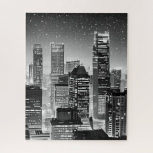 Puzzle Manhattan Under the Stars in Black and White