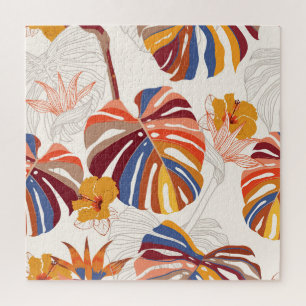 Puzzle Mano floral tropical brillante dibujada