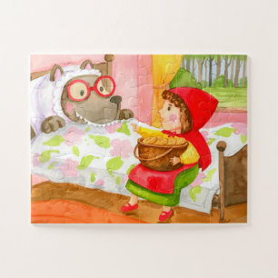 Puzzle Mano Pintada Pequeña Caperucita Roja Gran Lobo Mal