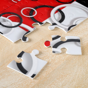 Puzzle Manta Sherpa de Círculos Rojo Negro