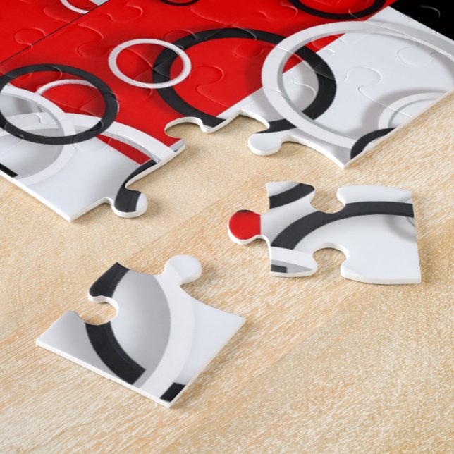 Puzzle Manta Sherpa de Círculos Rojo Negro (Lado)