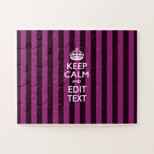 Puzzle Mantén la calma personalizado rayas fucsia