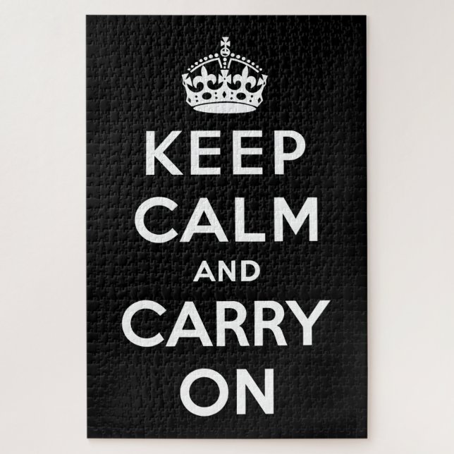 Puzzle Mantener la calma y continuar (diseño negro) (Vertical)