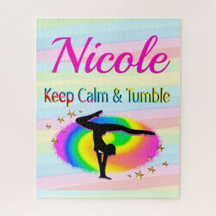 PUZZLE MANTENER LA CALMA Y EL DISEÑO GIMNASTICO DE TUMBLE