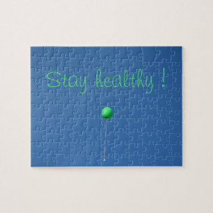 Puzzle Mantente sano con globo verde en el cielo