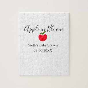 Puzzle Manzana en flor baby shower manzana roja nombre fe
