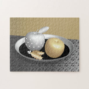 Puzzle Manzanas doradas y plateadas en Plata
