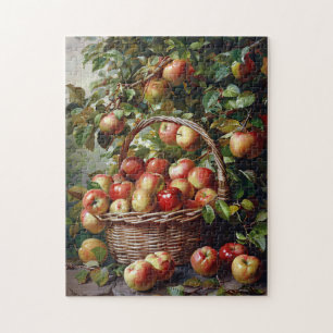 Puzzle Manzanas en una cesta de pintura de vida fija