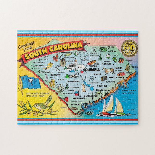 Puzzle Mapa 11x14 de Carolina del Sur (Horizontal)
