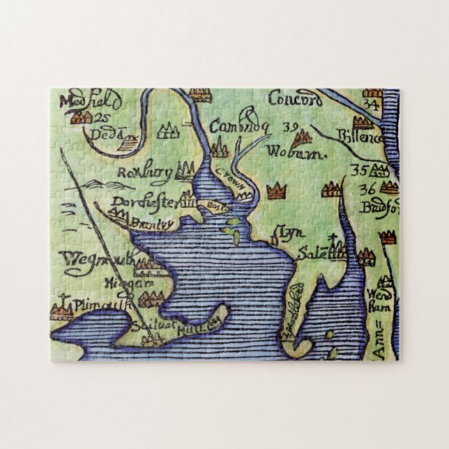 PUZZLE MAPA 1677 DE NUEVA INGLATERRA (Horizontal)