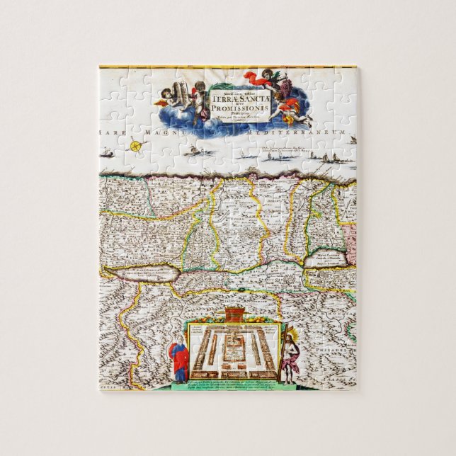 Puzzle Mapa 1720 de Funck de la Tierra Santa de Israel (Vertical)