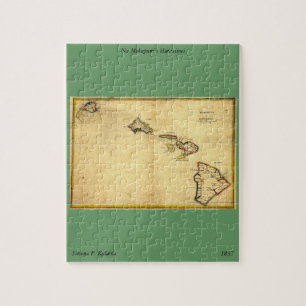 Puzzle Mapa 1837 - islas hawaianas de Hawaii del vintage