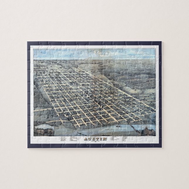 Puzzle Mapa aéreo antiguo de la ciudad de Austin, Texas d (Horizontal)