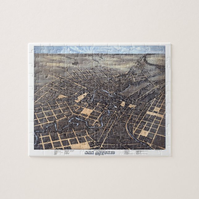 Puzzle Mapa aéreo antiguo de la ciudad de San Antonio, Te (Horizontal)