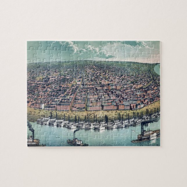 Puzzle Mapa Aéreo Antiguo de Saint Louis, Missouri, 1859 (Horizontal)