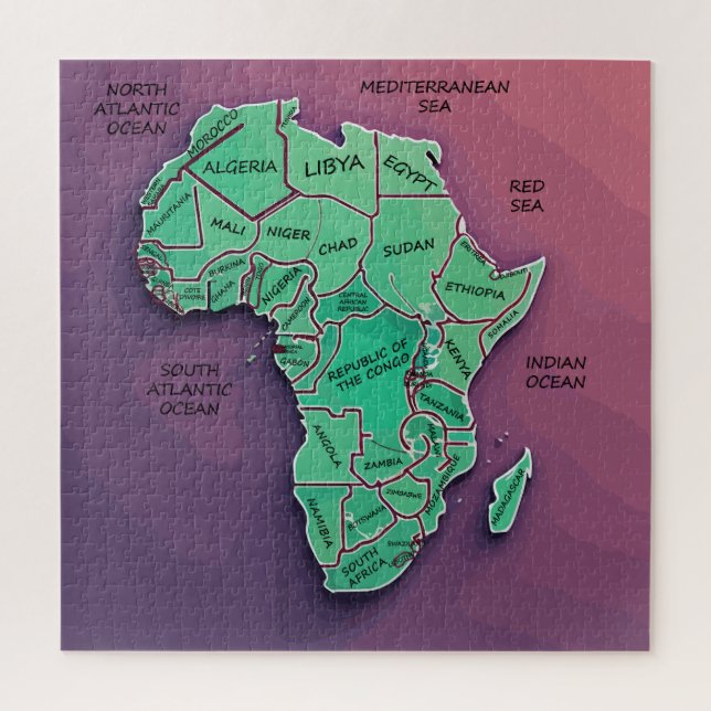 Puzzle Mapa africano morado (Vertical)