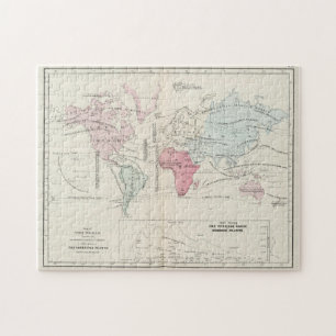 Puzzle Mapa agrícola vintage del mundo (1865)
