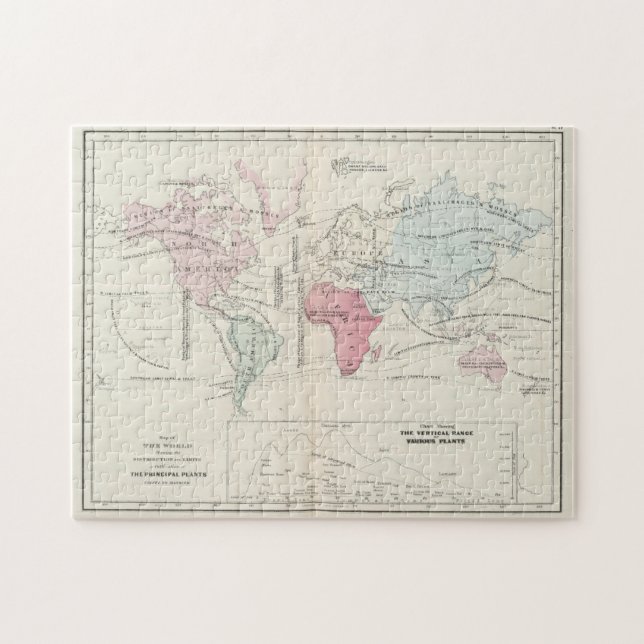 Puzzle Mapa agrícola vintage del mundo (1865) (Horizontal)