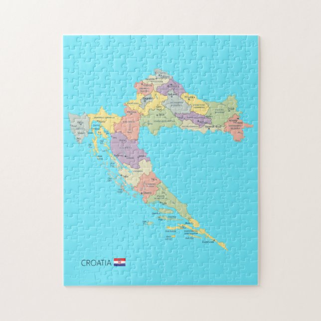 Puzzle Mapa aislado de las regiones de Croacia (Vertical)