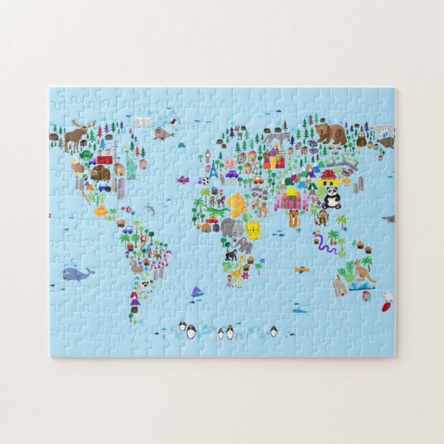 Puzzle Mapa animal del mundo (Horizontal)