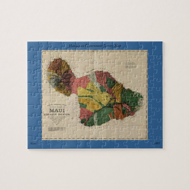 Puzzle Mapa anticuario de la encuesta sobre Maui - Hawaii (Horizontal)