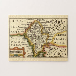 Puzzle Mapa anticuario del condado de Staffordshire Ingla