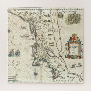 Puzzle Mapa Antiguo Colonias Holandeses e Ingleses Norte